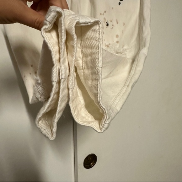 Free People Mixed Up Cotton Distressed Utility White Jeans Size XS - Picture 6 of 10